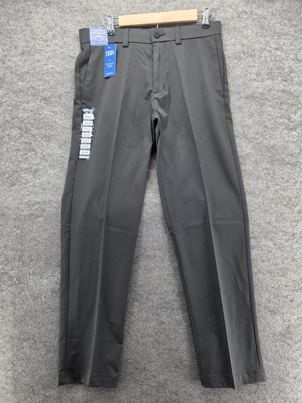 Haggar Pants Mens 32x30 Gray Dress Pants Straight Fit Cool Right Performance
